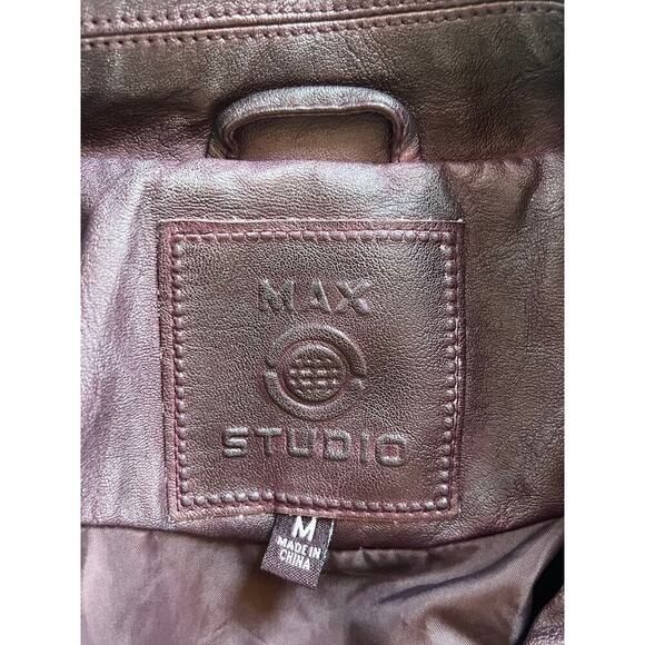 EUC Max Studio faux leather polyurethane bomber jacket sexy edgy size M - Picture 3 of 8